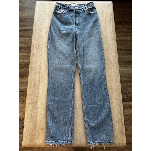 Abercrombie Curve Love Ultra High Rise 90s Straight Jean Medium Wash Size 25 - Picture 1 of 5